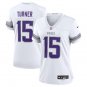 women's Minnesota Vikings Uniform 15 Dallas Turner Jersey Stitched Shirt White Alternate