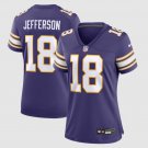 women's Minnesota Vikings Uniform 18 Justin Jefferson Jersey Stitched Shirt Purple Alternate