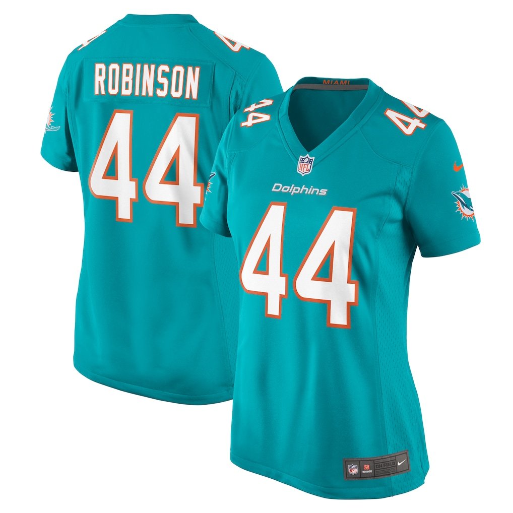 women's Miami Dolphins Uniform 44 Chop Robinson Jersey Stitched Activewear Aqua Shirt