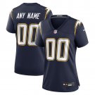 women's Los Angeles Chargers Uniform 00 Custom name number Jersey Stitched Activewear Navy Shirt