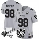 adult & youth LV Raiders 98 Maxx Crosby Jersey Grey Nevada Stat and 65th Anniversary with C Patch