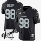 adult & youth LV Raiders Uniform 98 Maxx Crosby Jersey Stitched Black Nevada Stat and C Patch