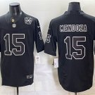 adult LV Raiders Uniform 15 Fernando Mendoza Jersey Stitched Black 65th Anniversary Patch Shirt