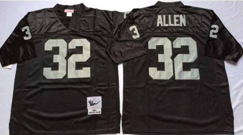 adult LV Raiders Uniform 32 Marcus Allen Jersey Stitched Activewear Black M&N Throwback Mesh Shirt