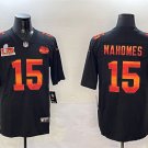 adult KC Chiefs Uniform 15 Patrick Mahomes Jersey Stitched Black Fashion 2025 Super Bowl LIX Patch