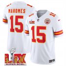adult & youth,toddler KC Chiefs 15 Patrick Mahomes Jersey Stitched White 2025 Super Bowl LIX Patch