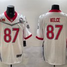 adult KC Chiefs Uniform 87 Travis Kelce Jersey Stitched White Pro Bowl 2025 Super Bowl LIX Patch