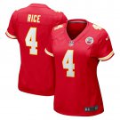 women's Kansas City Chiefs Uniform 4 Rashee Rice Jersey Stitched Activewear Red Shirt