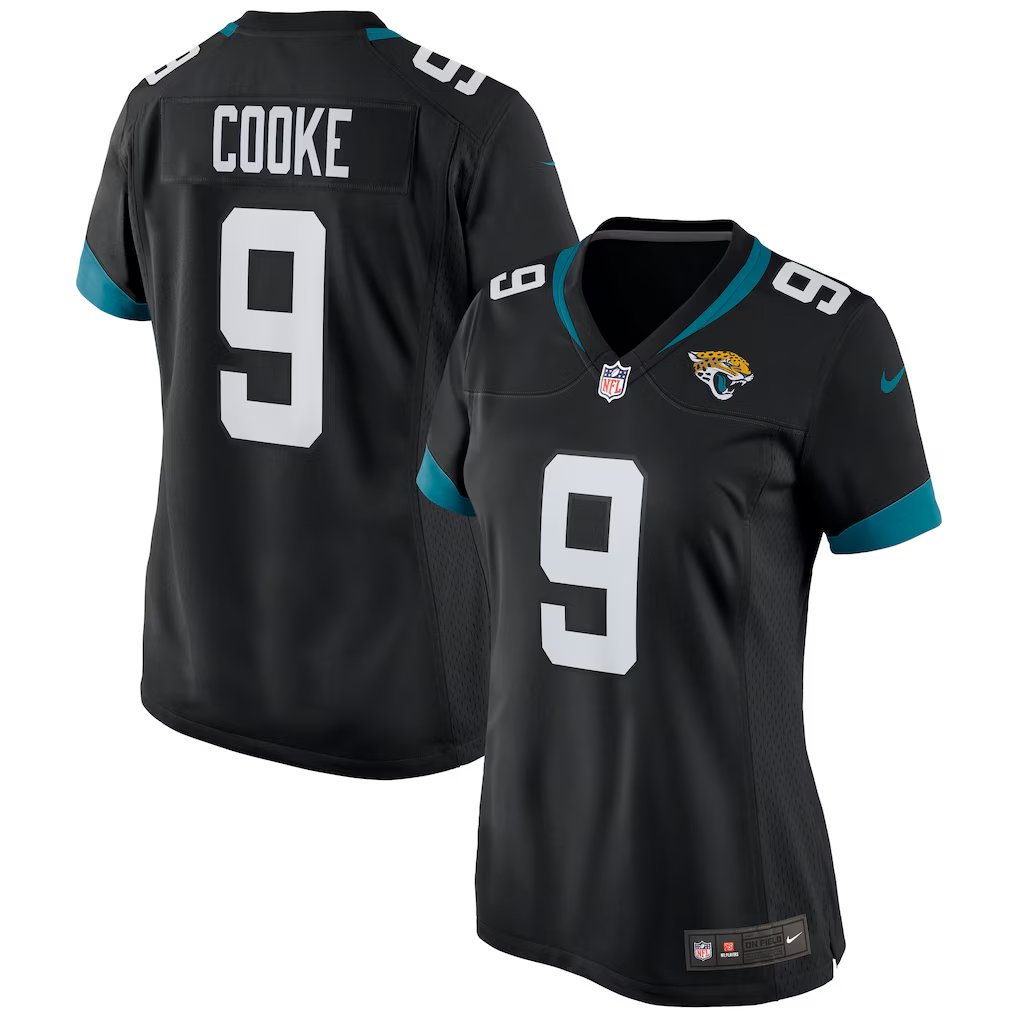 women's Jacksonville Jaguars Uniform 9 Logan Cooke Jersey Stitched Activewear Black Shirt