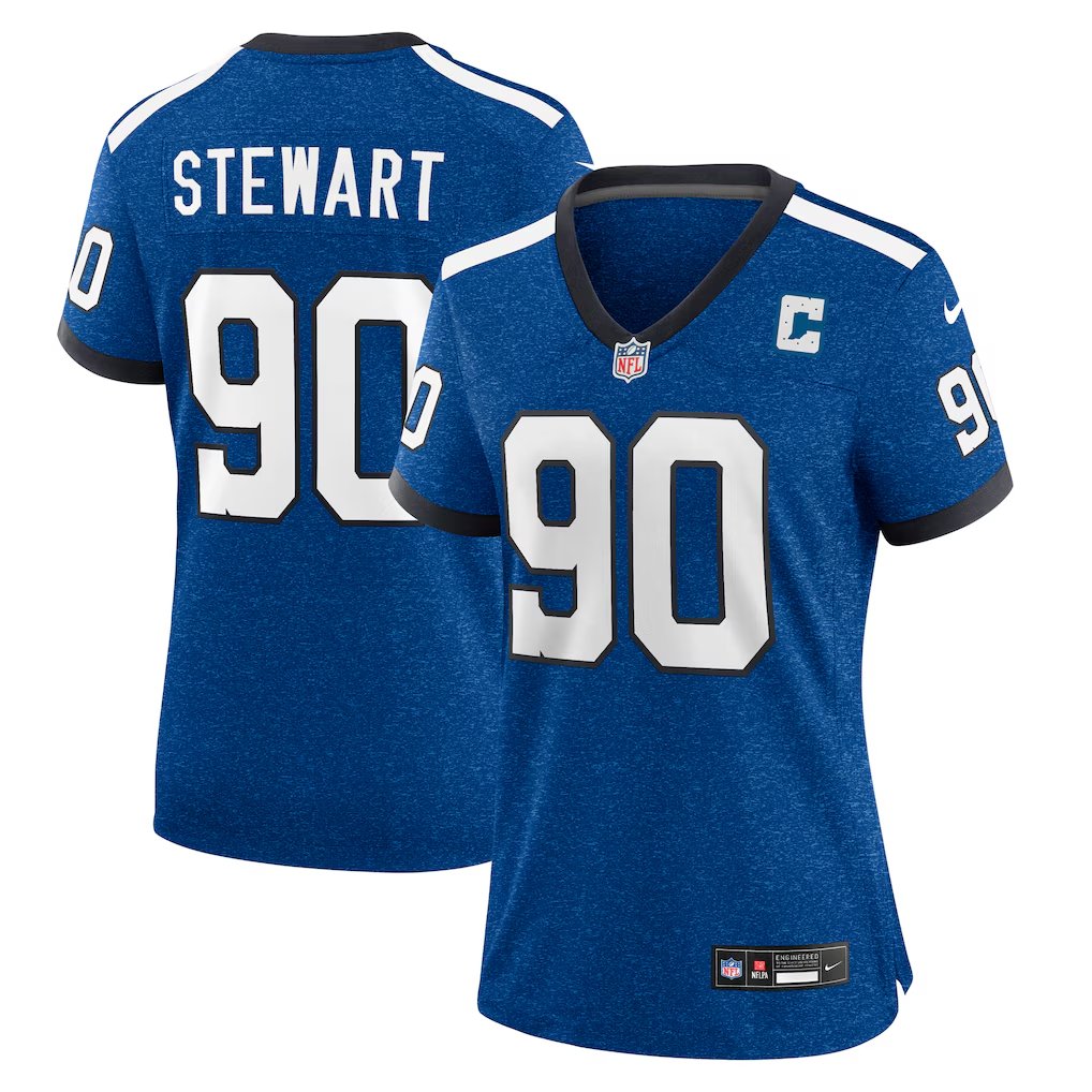 women's Indianapolis Colts Uniform 90 Grover Stewart Jersey Stitched Activewear Nights Blue Shirt