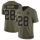 adult Indianapolis Colts Uniform 28 Jonathan Taylor Jersey Stitched Olive 2025 Salute To Service