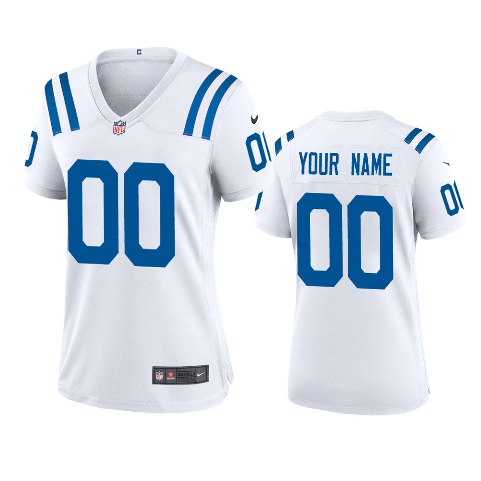 women's Indianapolis Colts Uniform 00 Custom name number Jersey Stitched Activewear White Shirt
