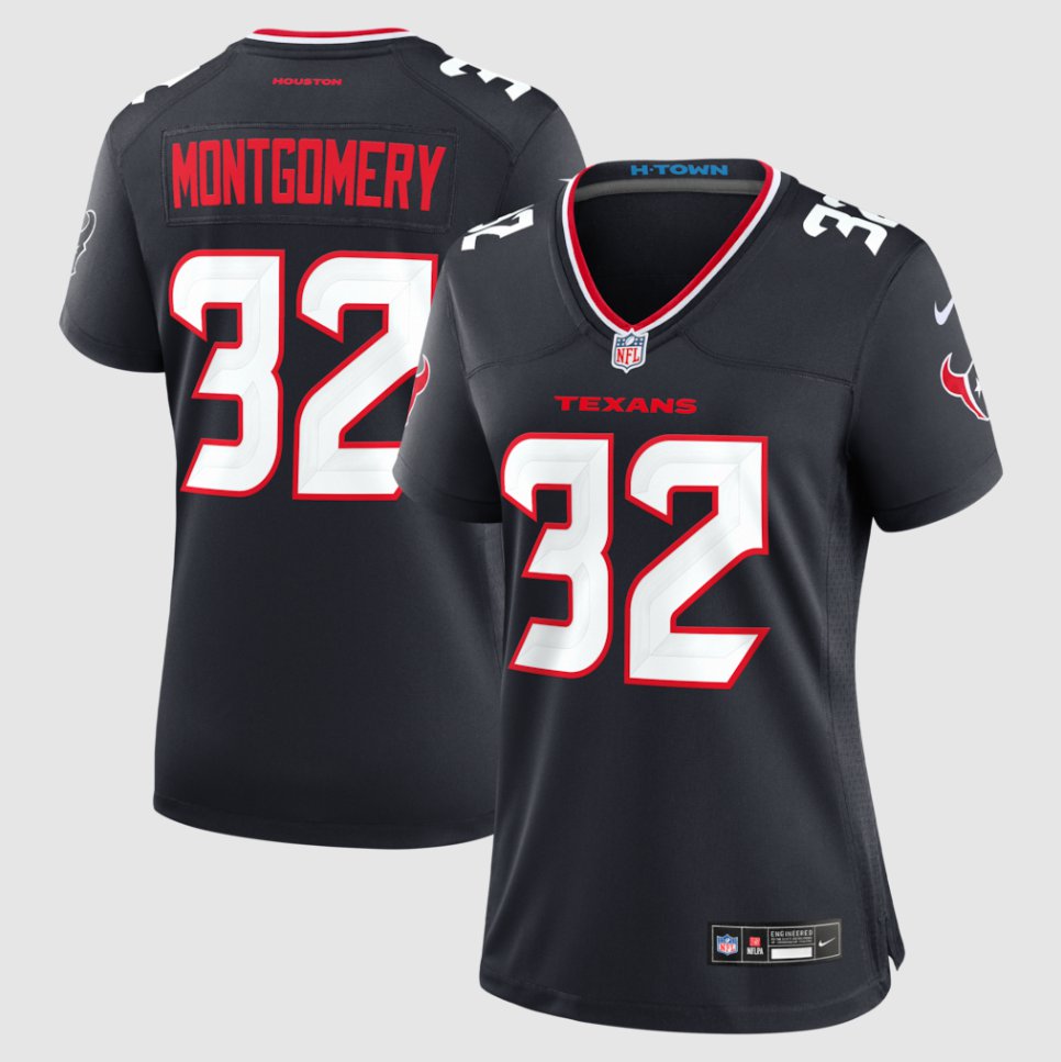 women's Houston Texans Uniform 32 David Montgomery Jersey Stitched Activewear Navy Shirt