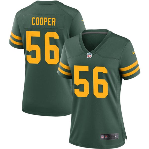women's Green Bay Packers Uniform 56 Edgerrin Cooper Jersey Stitched Shirt Green Alternate