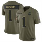 adult GB Packers Uniform 1 Micah Parsons Jersey Stitched Olive 2025 Salute To Service Activewear