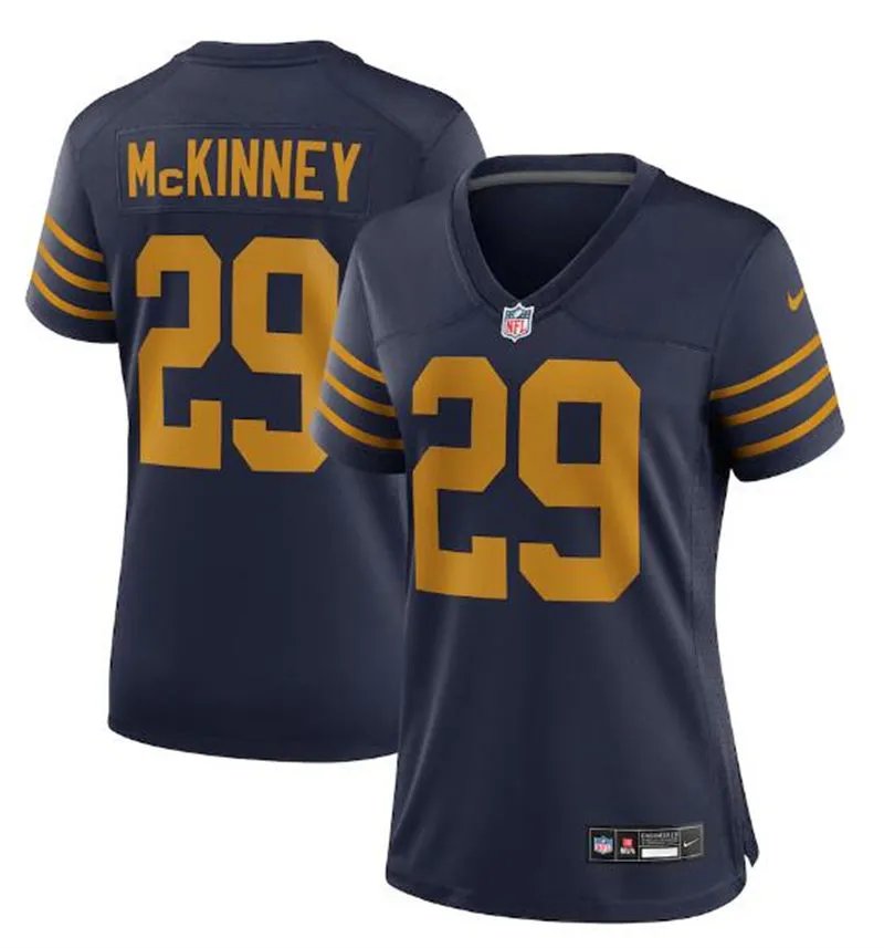 women's Green Bay Packers Uniform 29 Xavier McKinney Jersey Stitched Activewear Navy Shirt