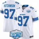 adult & youth Detroit Lions 97 Aidan Hutchinson Jersey Stitched White 2024 NFC North Champions Patch