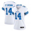 women's Detroit Lions Uniform 14 Amon-Ra St. Brown Jersey Stitched Activewear White Shirt