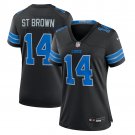 women's Detroit Lions Uniform 14 Amon-Ra St. Brown Jersey Stitched Activewear Black Shirt
