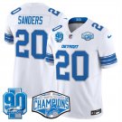adult & youth Detroit Lions 20 Barry Sanders Jersey Stitched White 2024 Champions and 90th Patch
