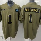 adult Detroit Lions Uniform 1 Jameson Williams Jersey Stitched Olive 2025 Salute To Service Shirt