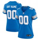 women's Detroit Lions Uniform 00 Custom name number Jersey Stitched Activewear Blue Shirt
