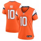 women's Denver Broncos Uniform 10 Bo Nix Jersey Stitched Activewear Orange Shirt