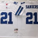 adult Dallas Cowboys Uniform 21 Deion Sanders Jersey Stitched White M&N Throwback Mesh Activewear