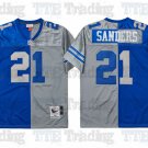 adult Dallas Cowboys Uniform 21 Deion Sanders Jersey Stitched Blue/Gray Split Throwback Activewear