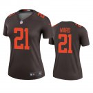 women's Cleveland Browns Uniform 21 Denzel Ward Jersey Stitched Shirt Brown Alternate
