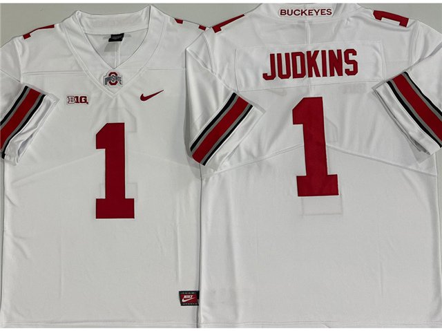 adult & youth Ohio State Buckeyes Uniform 1 Quinshon Judkins Jersey College Stitched White Shirt
