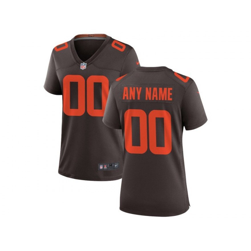 women's Cleveland Browns Uniform 00 Custom name number Jersey Stitched Shirt Brown Alternate