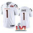 adult & youth,toddler Cincinnati Bengals 1 Ja'Marr Chase Jersey Stitched White 2022 Super Bowl LVI