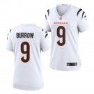 women's Cincinnati Bengals Uniform 9 Joe Burrow Jersey Stitched Activewear White Shirt