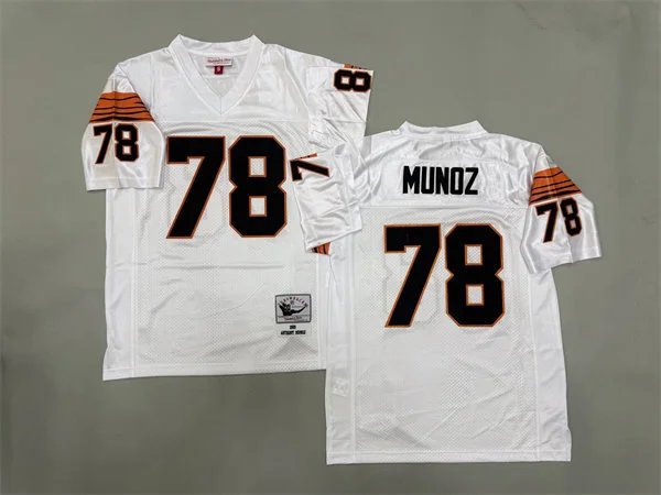 adult Cincinnati Bengals Uniform 78 Anthony Munoz Jersey Stitched White Throwback Mesh Activewear