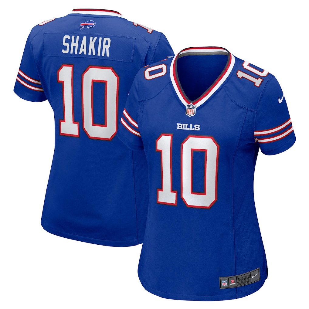 women's Buffalo Bills Uniform 10 Khalil Shakir Jersey Stitched Activewear Royal Shirt
