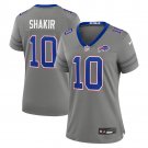 women's Buffalo Bills Uniform 10 Khalil Shakir Jersey Stitched Activewear Gray Nickel City Shirt