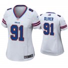 women's Buffalo Bills Uniform 91 Ed Oliver Jersey Stitched Activewear White Shirt