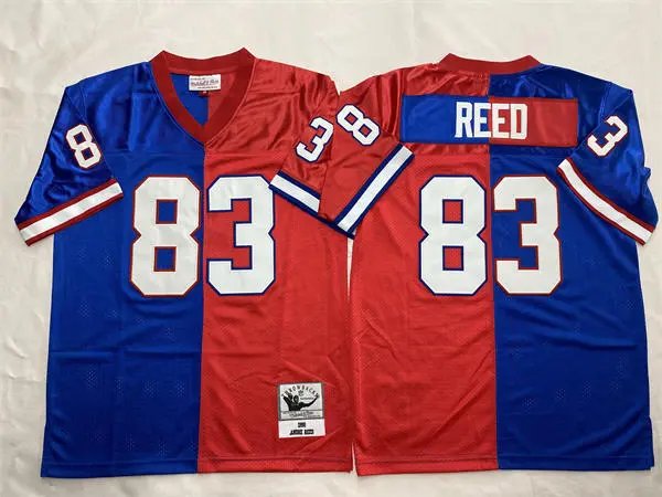 adult Buffalo Bills Uniform 83 Andre Reed Jersey Stitched Royal/Red Splt Throwback Mesh Activewear