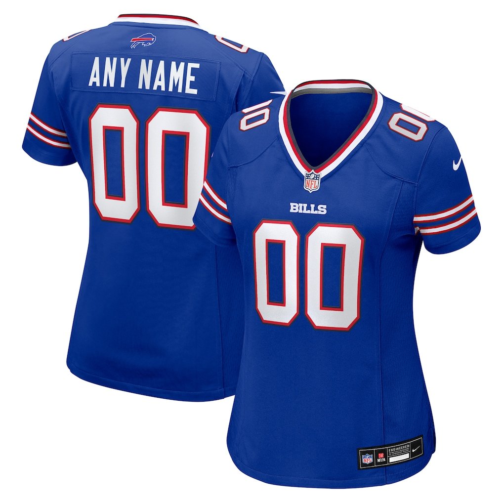women's Buffalo Bills Uniform 00 Custom name number Jersey Stitched Activewear Royal Shirt