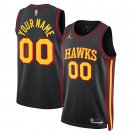 adult & youth Atlanta Hawks Uniform 00 Custom name number Jersey Black Statement Activewear