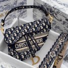 Replica 1:1 Dior Saddle Bag With Strap Black Grained Calfskin Fashion Dupe Designer Handbags Luxury