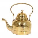 1 LITER Handmade Hammered Brass Tea Pot with Lid / 100% Pure Brass  & Ayurvedic Amtique
