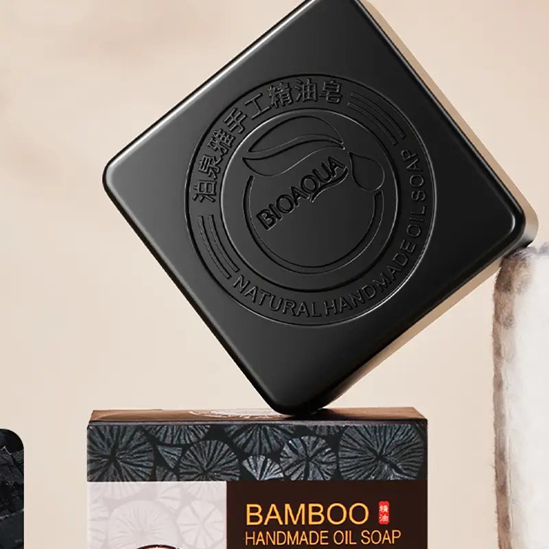 Bamboo Charcoal Handmade Soap With Organic Essential Oil Cleansing Soap Acne Deep Cleansing Face