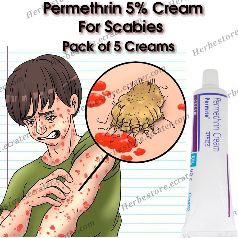 5 Pcs Permite 5 Anti Scabies and Lice cream 60gm in 1 tube anti sarna scabies permetrina