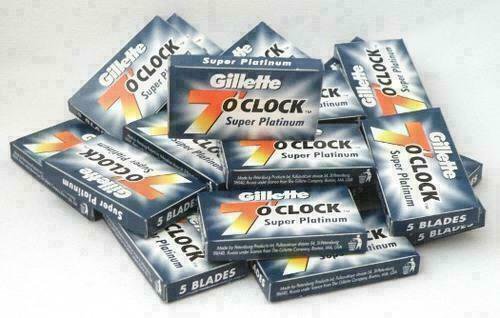 Gillette 7 O' Clock Super Platinum Double Edge Razor Blades ( 10X5 Blades )