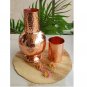 Pure Copper Surai Design Bedroom water Bottle With Inbuilt Glass, Drinkware - 700 ml