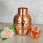 Pure Copper Surai Design Bedroom water Bottle With Inbuilt Glass, Drinkware - 700 ml