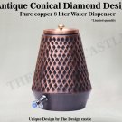 Pure Copper Water Dispenser Conical Antique Diamond Designed Capacity 8000 ML