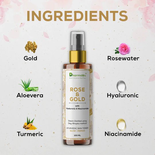 Rose & Gold skin toner For Hydration, pH Balancing (100ml)